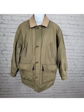 VTG Aviator Tan Parafin Cloth Full Zip Wool Lined Leather Collar Jacket Small S